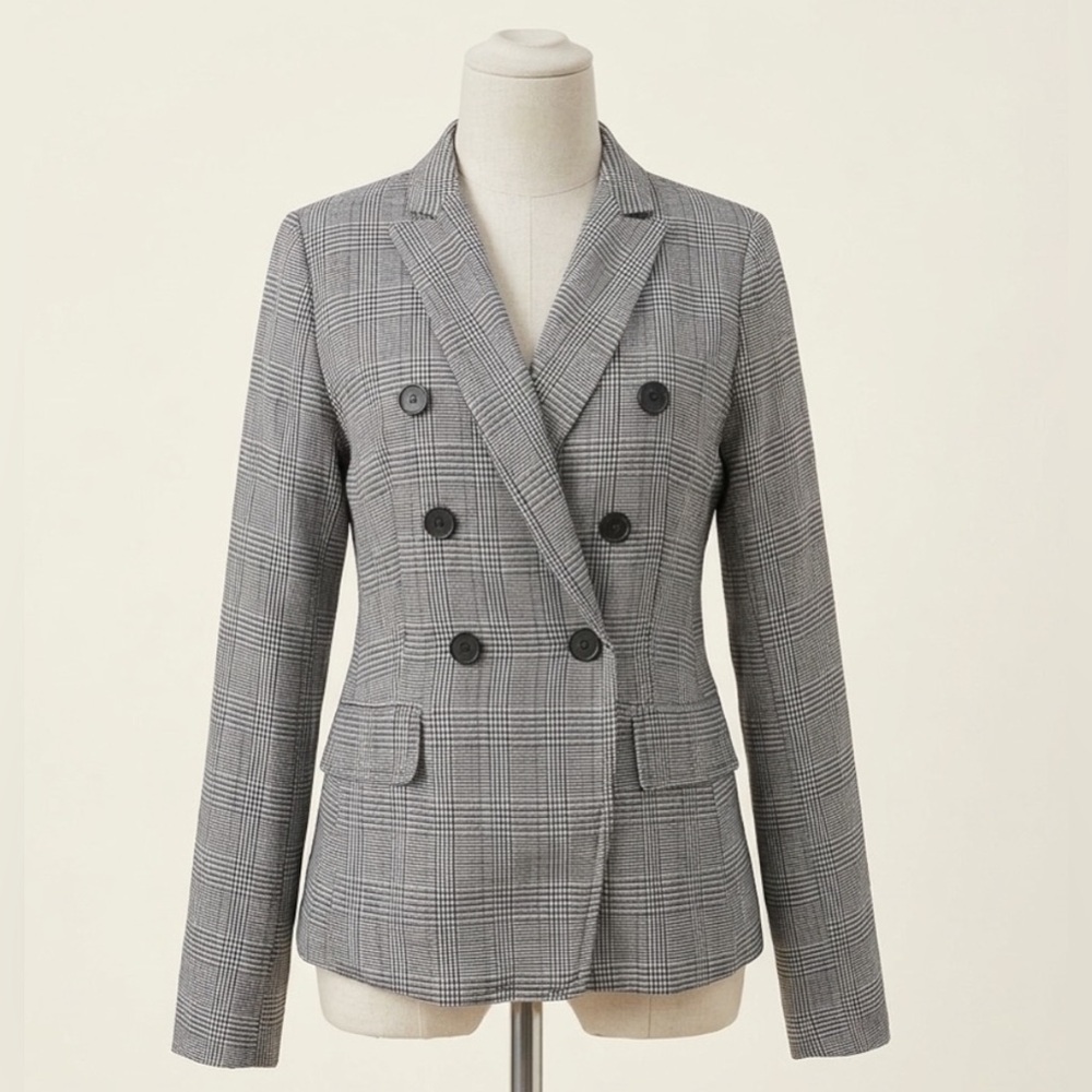 Shinestar Gray Double-Breasted Lined Blazer Jacket